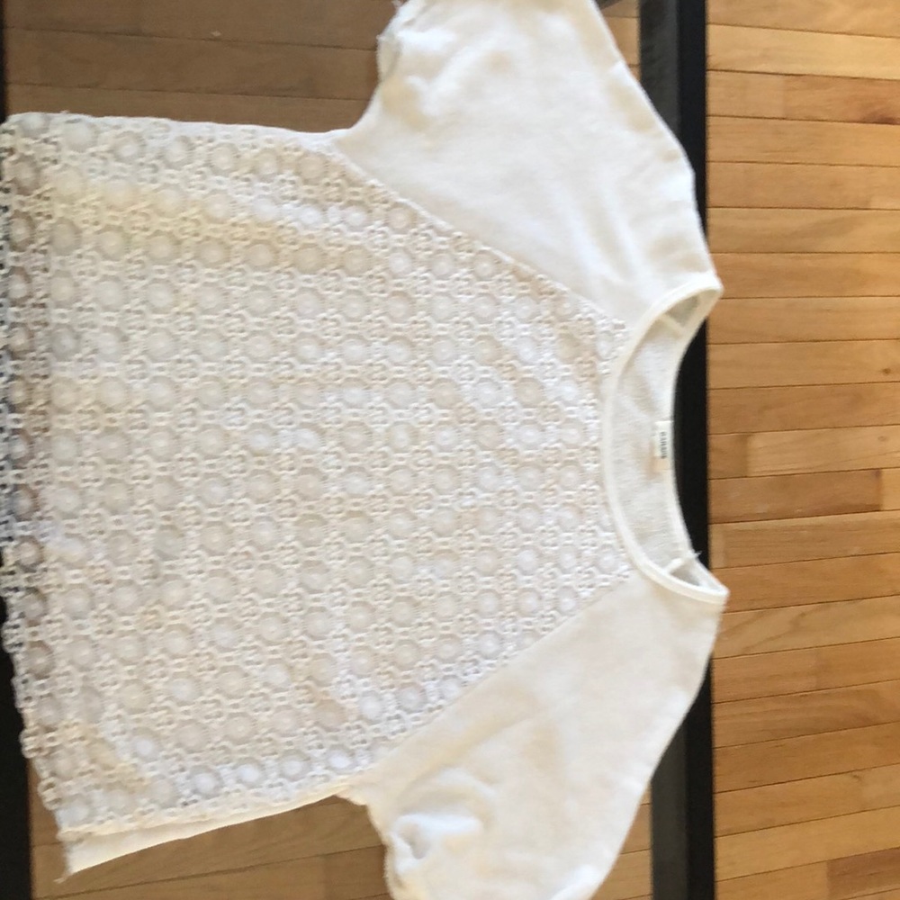 White Lace Cropped Shirt